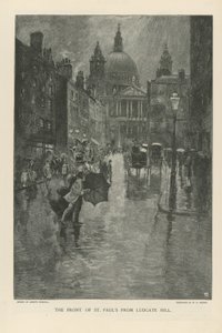 ルートゲートヒルからのセントポール大聖堂の正面 作： Joseph Pennell