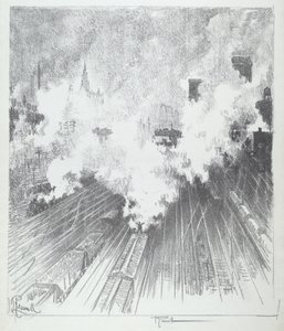 トレイン ヤード、セントルイス 作： Joseph Pennell