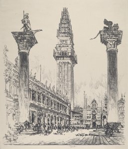 ヴェネツィア、鐘楼の再建 作： Joseph Pennell