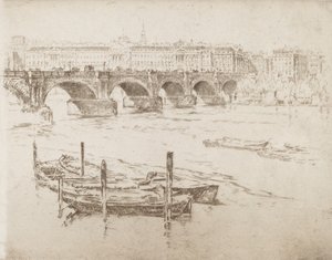 ウォータールー橋とサマセット・ハウス、1905年。 作： Joseph Pennell