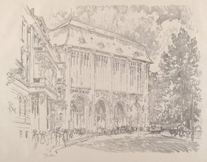 ヴェルトハイム、ライプツィヒ広場、ベルリン、1921 年。 作： Joseph Pennell