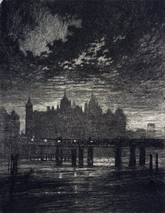 ロンドンのホワイトホール裁判所。 作： Joseph Pennell