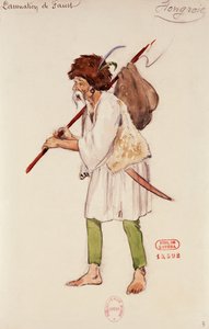 エクトル・ベルリオーズ作『ファウストの天罰』におけるハンガリー人役の衣装、ジョゼフ・ポルフィール・ピンション（1871-1953）によるスケッチ。 作： Joseph Porphyre Pinchon