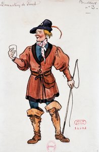 エクトル・ベルリオーズ作『ファウストの天罰』における居酒屋の客の衣装、ジョゼフ・ポルフィール・ピンション（1871-1953）によるスケッチ。 作： Joseph Porphyre Pinchon