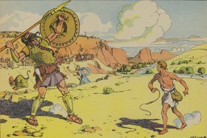 ダビデとゴリアテ（カラーリトグラフ） 作： Joseph Porphyre Pinchon