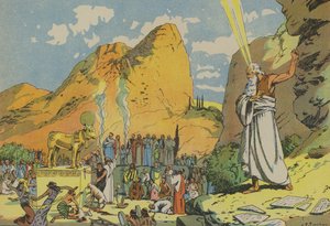 モーゼと金の子牛（カラーリトグラフ） 作： Joseph Porphyre Pinchon