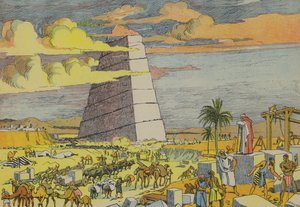 バベルの塔（カラーリトグラフ） 作： Joseph Porphyre Pinchon
