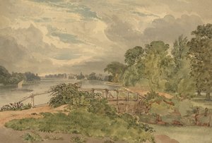 前景にロックのある川の風景 作： Joseph Powell