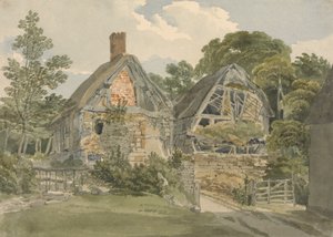 わらぶき小屋と隣接する納屋 作： Joseph Powell