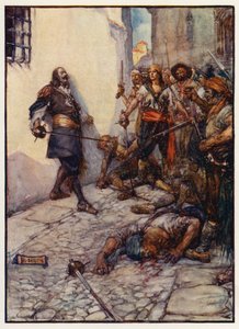 この勇敢な男は激しく長く戦った（カラーリトグラフ） 作： Joseph Ratcliffe (after) Skelton