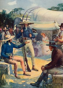 1820年の開拓者とそのボーア船団、1909年 作： Joseph Ratcliffe Skelton