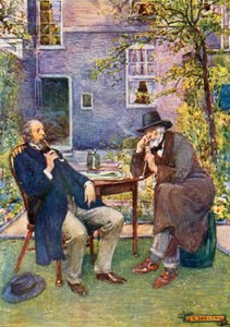 カーライル（右）とテニスンが話し、喫煙 作： Joseph Ratcliffe Skelton
