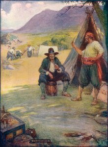 現在、ケープタウンの大都市が立つところに、テントと小屋を設置しました。c1908、c1920。 作： Joseph Ratcliffe Skelton