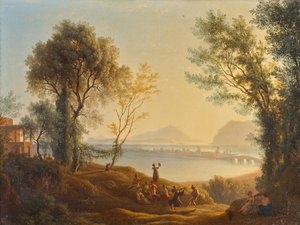 夕日のあるイタリアの風景 作： Joseph Rebell