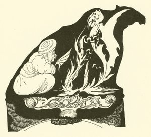 ラクダにハムをもたらした魔法の始まりを作るジン（彫刻 作： Joseph Rudyard (after) Kipling