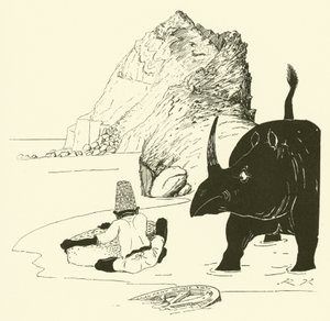 ケーキを食べ始めるパーシー(彫刻) 作： Joseph Rudyard (after) Kipling