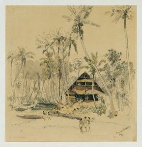 キャロライン諸島のプイニペット (ポナペ) 島にある宣教師の家 作： Joseph Selleny