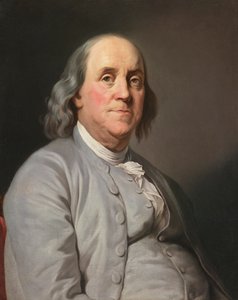 ベンジャミン・フランクリンの肖像」デュプレシ、ジョセフ・シフフレッド（1725-1802）作。油彩・キャンバス、1780年頃。サイズ：73x59cm個人蔵 作： Joseph Siffred Duplessis