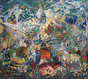 光の戦い、コニーアイランド、マルディグラ 作： Joseph Stella
