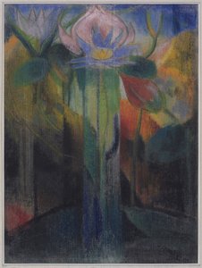 ジャングル葉、c.1918-9（ガーゼで覆われた紙のパステル） 作： Joseph Stella