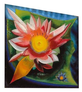 スイレン、1924年頃（ガラスに油彩） 作： Joseph Stella
