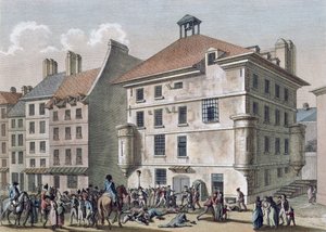 9月の虐殺：1792年9月2〜5日、サンジェルマンデプレ近くの修道院刑務所での虐殺 作： Joseph Swebach Desfontaines