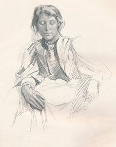 「鉛筆で学ぶ」、c1897 作： Joseph Syddall