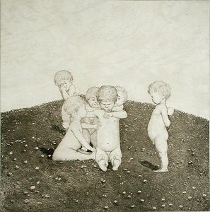 草原で遊ぶ天使たち（彫刻） 作： Joseph Uhl