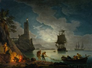 月明かりの港 作： Claude Joseph Vernet