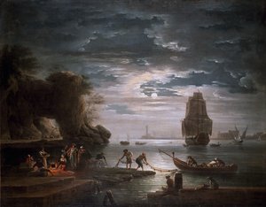 海岸風景（夜間） 作： Claude Joseph Vernet