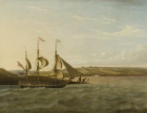 ポーティスヘッドを通過する船、1832年頃（帆布に油彩） 作： Joseph Walter