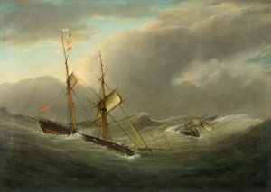 「ラプラタ」の乗組員を救助するブリガンティントムコッド、1840年頃（キャンバスに油彩） 作： Joseph Walter
