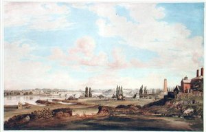 フィラデルフィアとシュイルキル川の眺め 1816年頃（紙に水彩画） 作： Joseph Watson