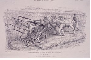 BellsはCrosskill、c1840sによって刈り取り機を改良しました。 作： Joseph Wilson Lowry