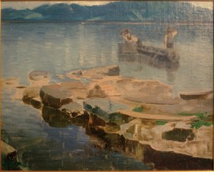 漁師とアイプゼーで岩舌 作： Joseph Wopfner