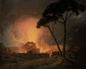 ローマのカステルサンタンジェロでの毎年恒例のジランドラ 作： Joseph Wright