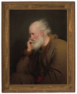 毛皮のコートを着た半そでの老人 作： Joseph Wright of Derby