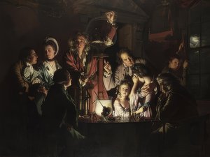 空気ポンプで鳥との実験。 1768 作： Joseph Wright of Derby