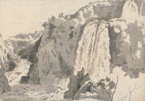 滝のある岩の風景 作： ダービーのジョセフライト