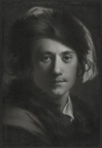 毛皮の帽子の自画像 作： Joseph Wright of Derby