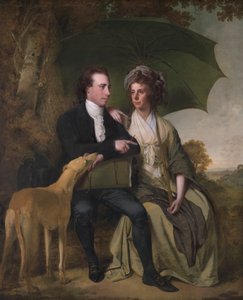 スタッフォードシャー、ヨクサル ロッジのトーマス ギズボーン牧師夫妻 作： Joseph Wright of Derby