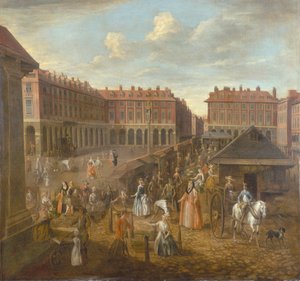 「コベントガーデン広場と市場」、c1725 作： Joseph van Aken