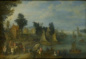 川のほとりの村 作： Joseph van Bredael