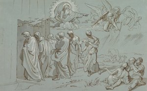 神はノアとその家族を箱舟に呼び寄せた、1827年。 作： Joseph von Fuhrich