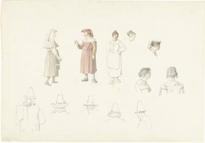 イタリアの農民と農民の女性との学習シート 作： Josephus Augustus Knip