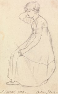 棒を持って座っている女の子 作： Joshua Cristall