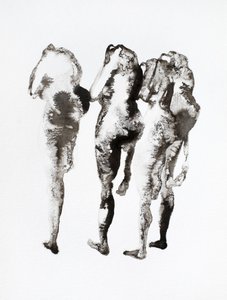 3体のインク画の人物
