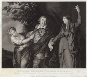 悲劇と喜劇の間のギャリック 作： Joshua Reynolds