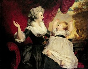 デボンシャー公爵夫人ジョージアナと幼い娘レディ・ジョージアナ・キャベンディッシュ（油彩・キャンバス 作： Joshua Reynolds
