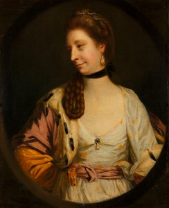 ""Lady Sondes"" サー ジョシュア レイノルズ (1732-1792) の絵画 - 1764 - キャンバスに油彩 薄暗い 76.4x60.3 cm Museo Lazaro Galdiano、マドリッド 作： Joshua Reynolds